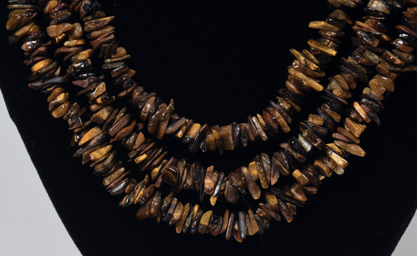 Tiger's Eye Chip Bead Bib Necklace
