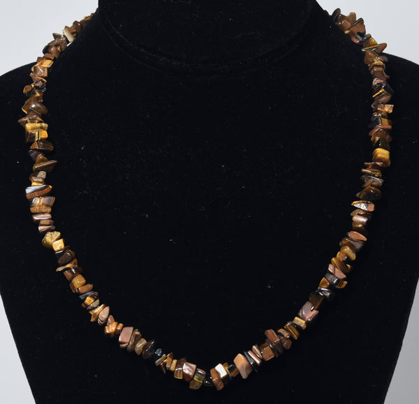 Tiger's Eye Chip Bead Bib Necklace