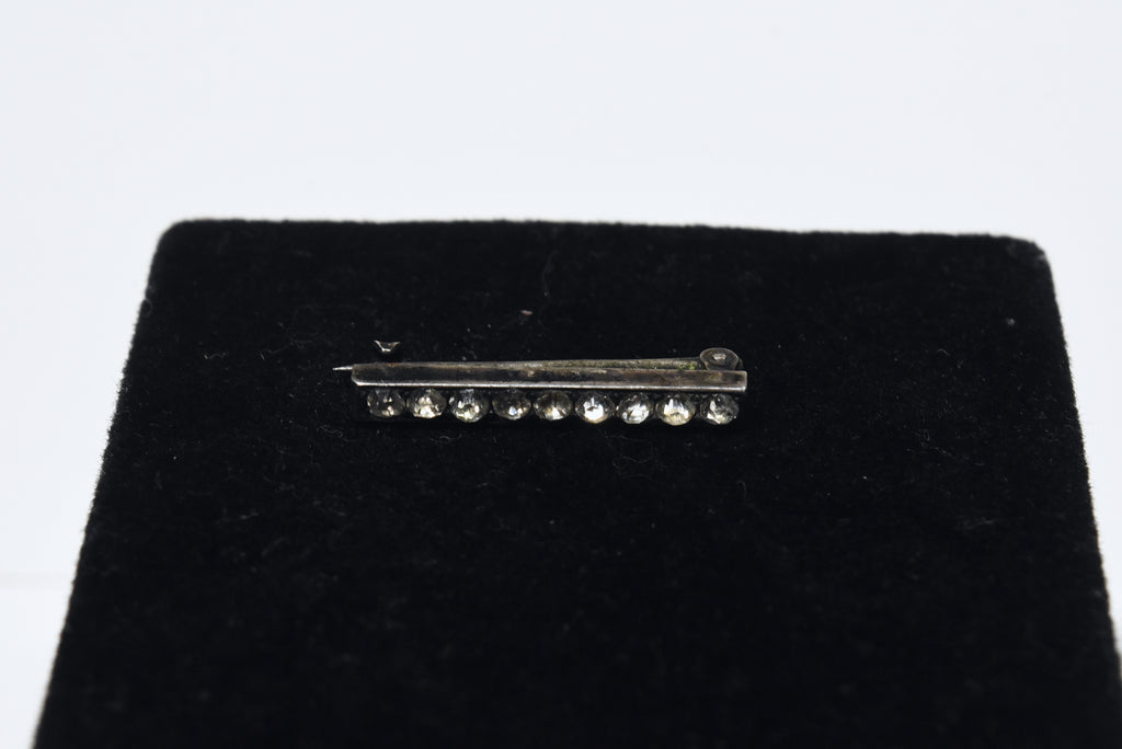 Fishel, Nessler & Co. - Vintage Sterling Silver Rhinestone Bar Brooch
