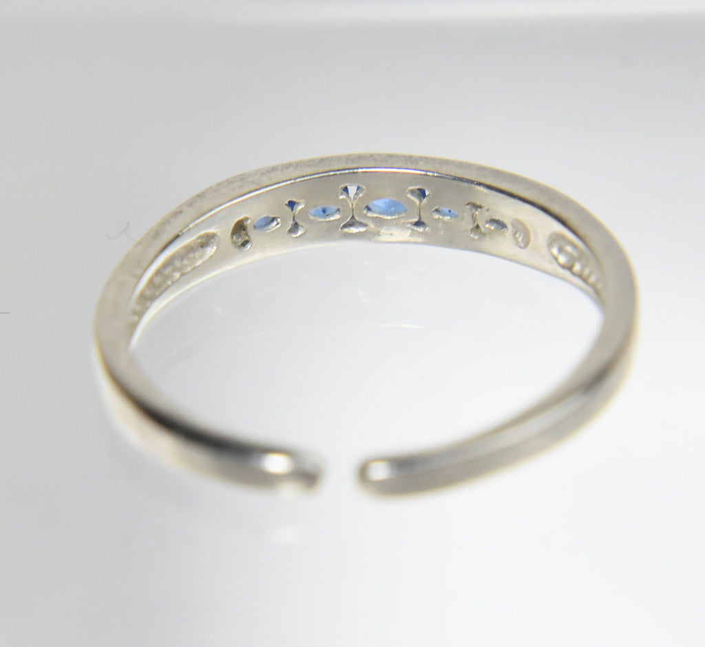 Sterling Silver Channel Set Crystal Expandable Toe Rings - Size 2.5+