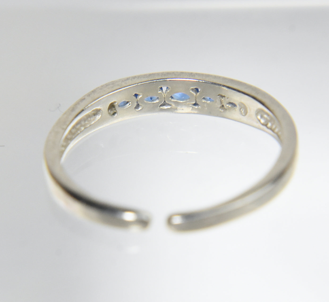 Sterling Silver Channel Set Crystal Expandable Toe Rings - Size 2.5+