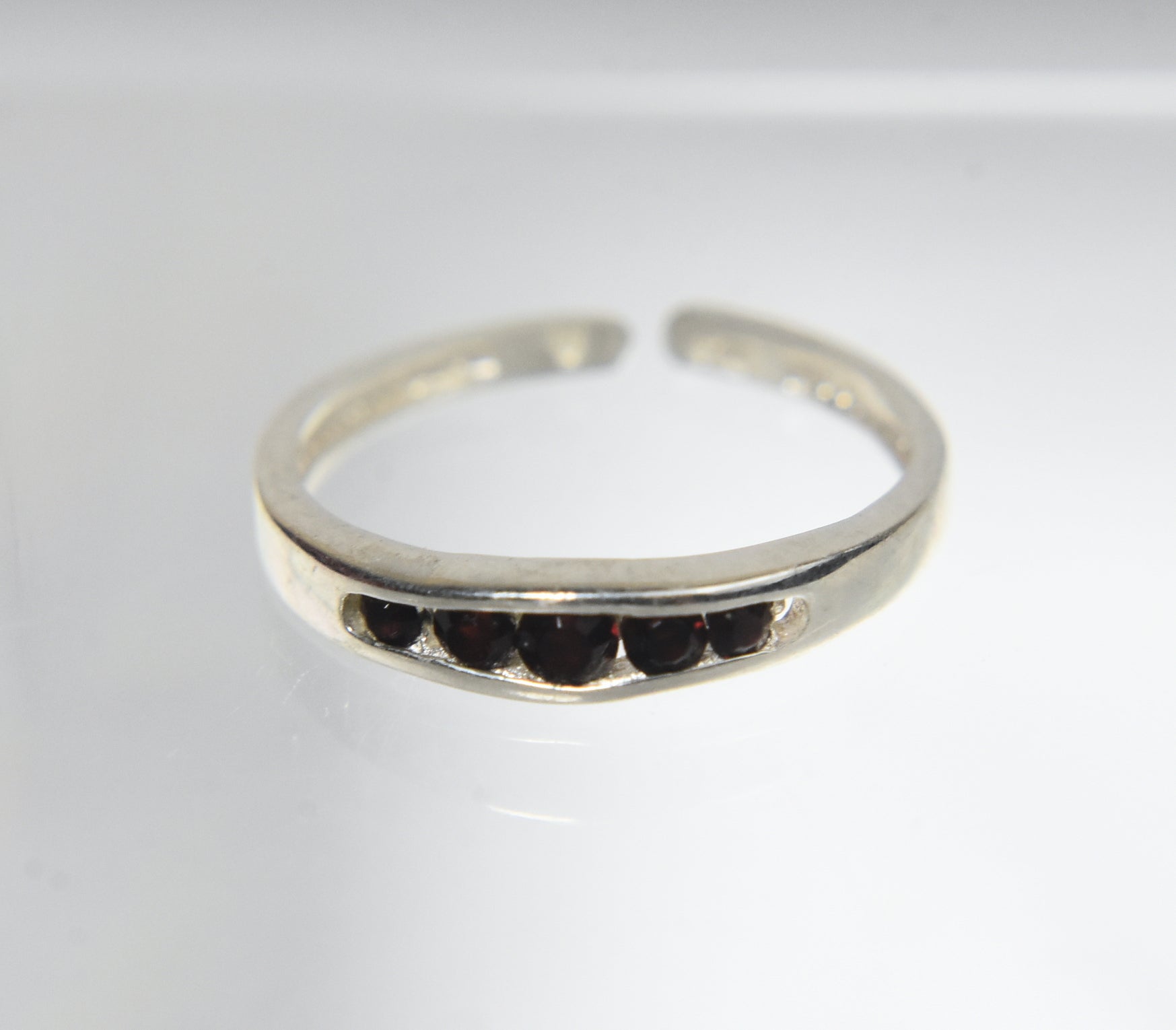Sterling Silver Channel Set Crystal Expandable Toe Rings - Size 2.5+