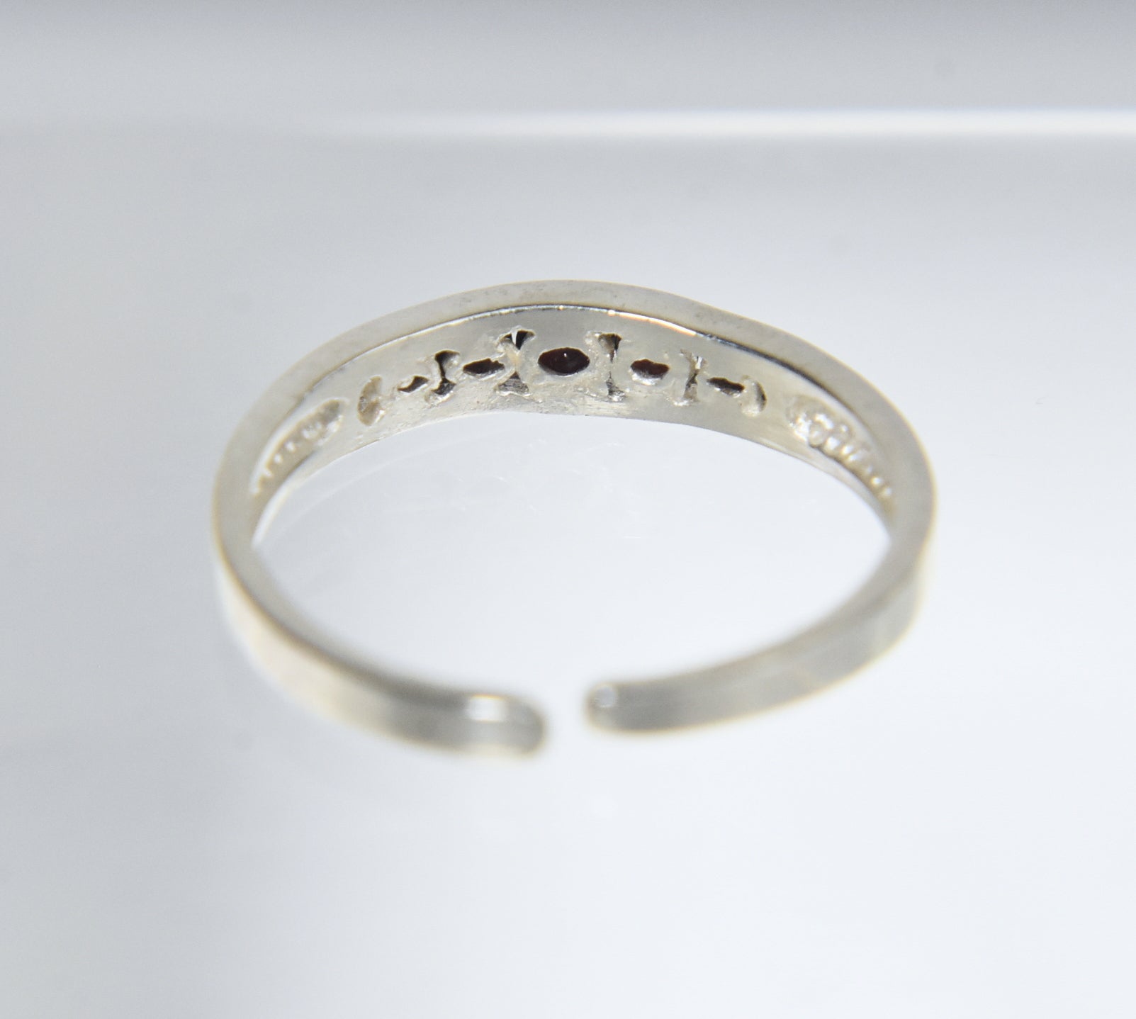 Sterling Silver Channel Set Crystal Expandable Toe Rings - Size 2.5+