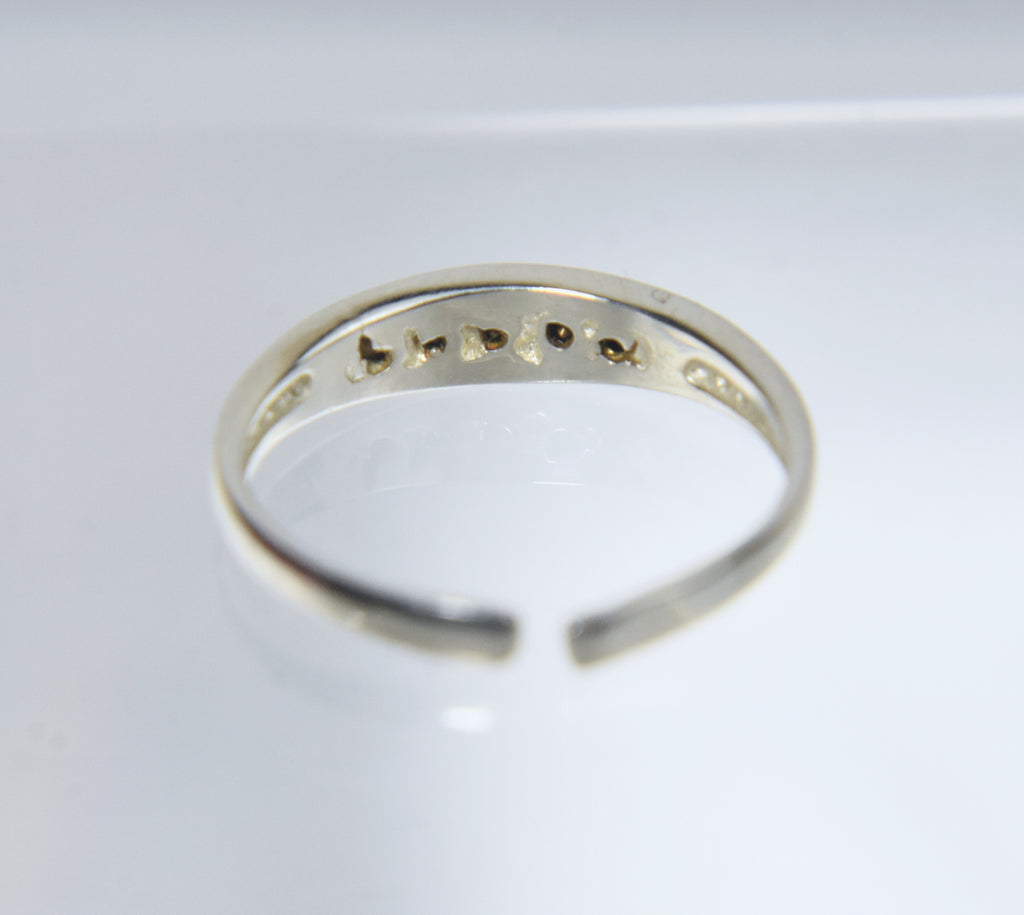 Sterling Silver Channel Set Crystal Expandable Toe Rings - Size 2.5+