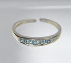 Sterling Silver Channel Set Crystal Expandable Toe Rings - Size 2.5+