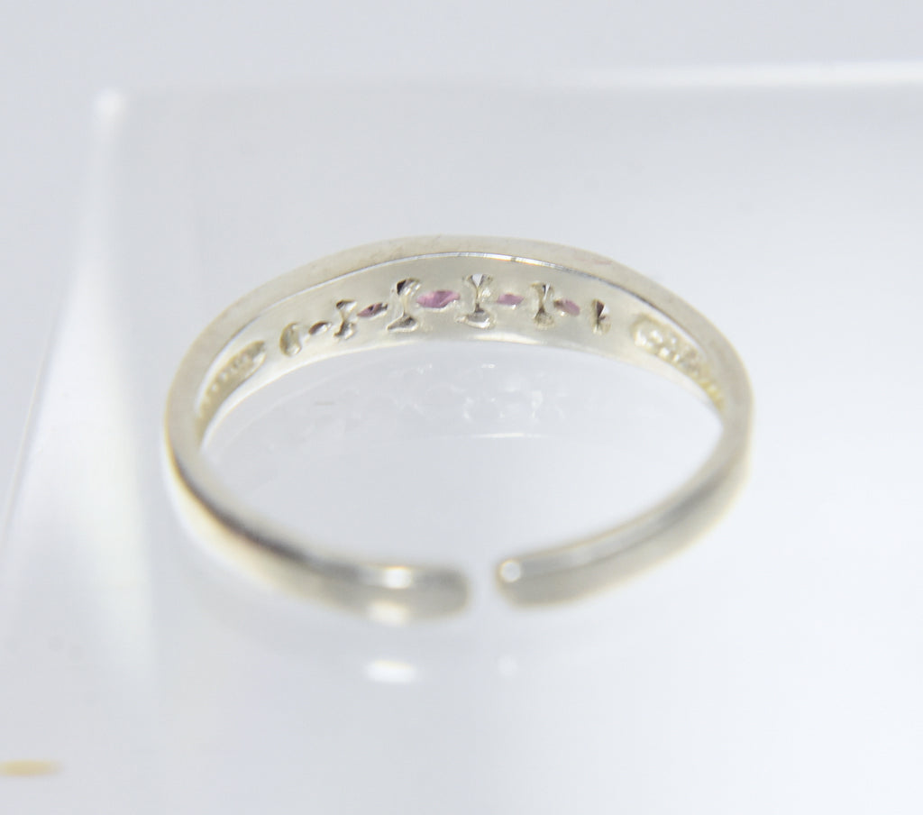 Sterling Silver Channel Set Crystal Expandable Toe Rings - Size 2.5+