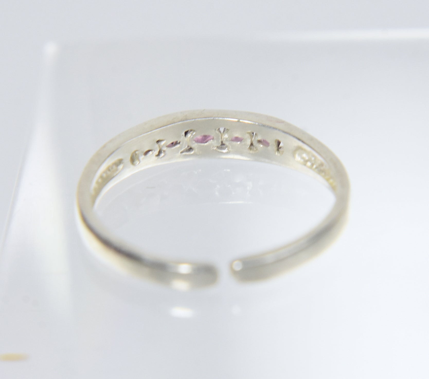 Sterling Silver Channel Set Crystal Expandable Toe Rings - Size 2.5+