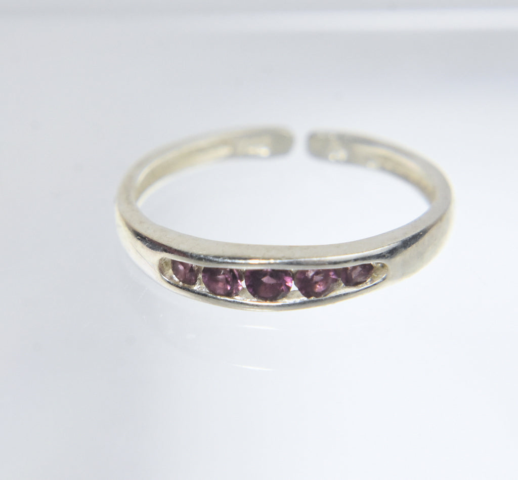 Sterling Silver Channel Set Crystal Expandable Toe Rings - Size 2.5+