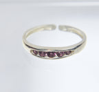 Sterling Silver Channel Set Crystal Expandable Toe Rings - Size 2.5+