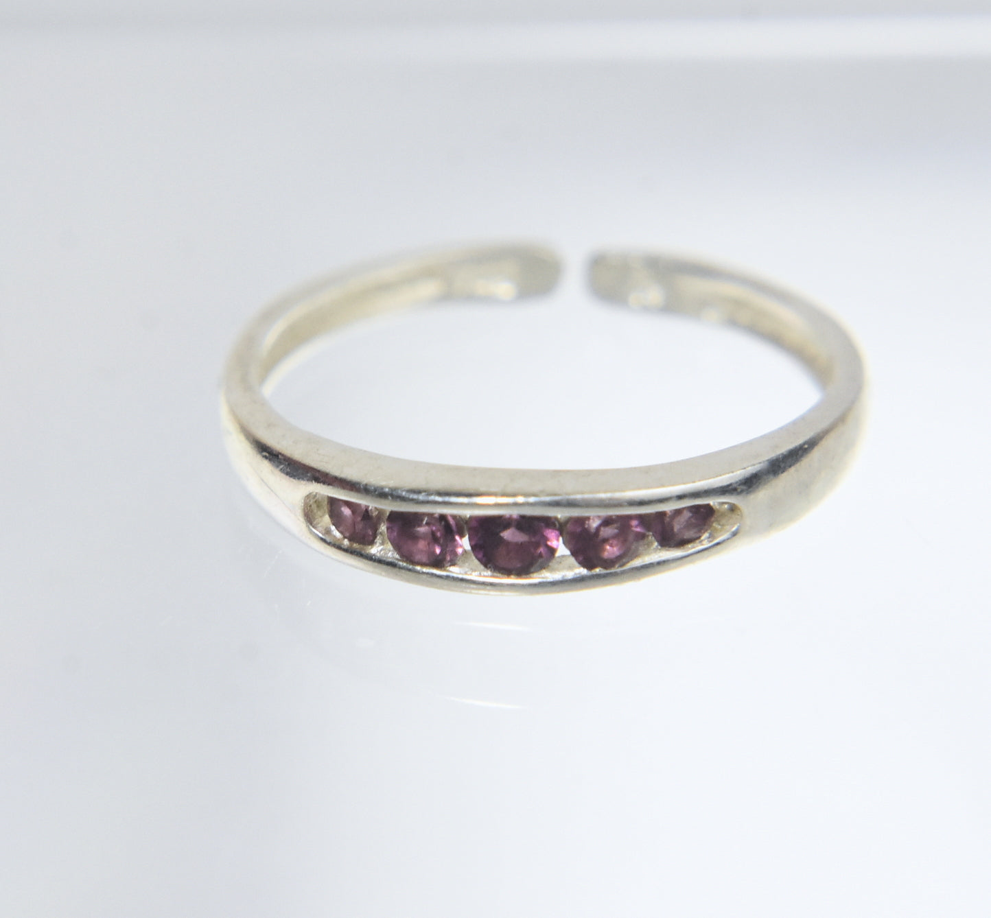 Sterling Silver Channel Set Crystal Expandable Toe Rings - Size 2.5+