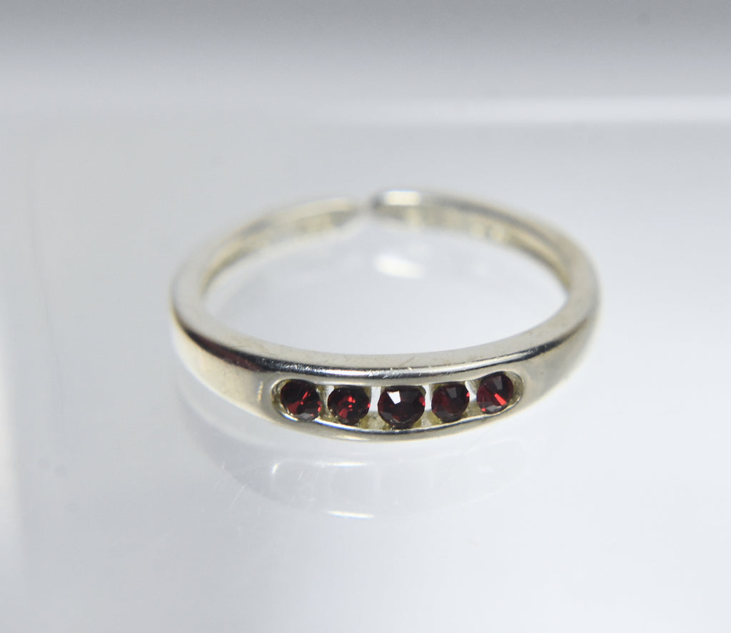 Sterling Silver Channel Set Crystal Expandable Toe Rings - Size 2.5+