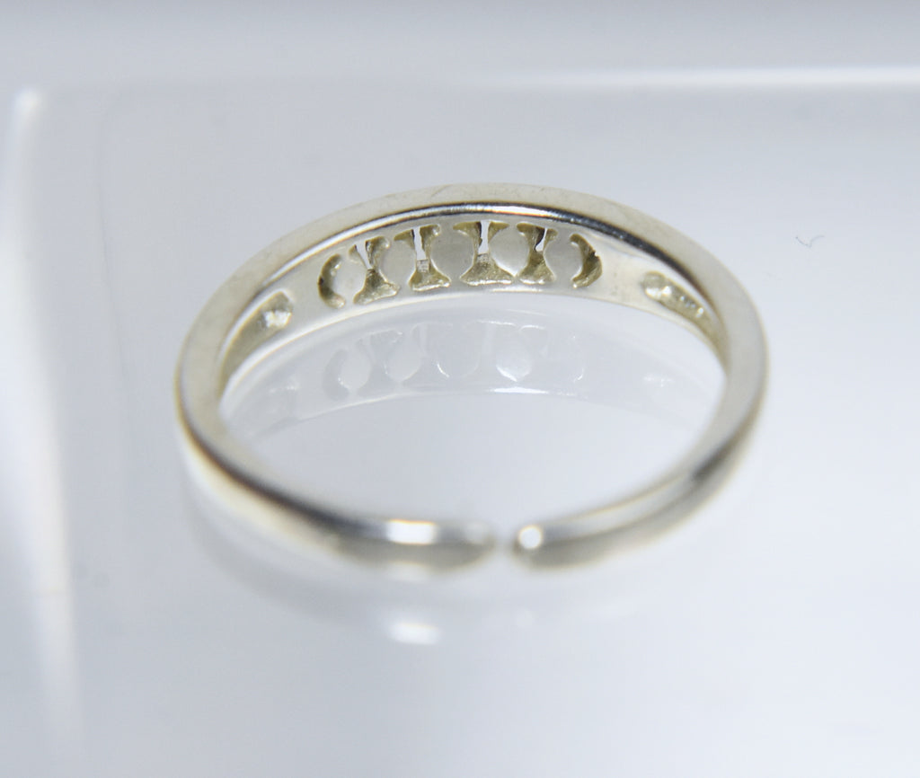 Sterling Silver Channel Set Crystal Expandable Toe Rings - Size 2.5+