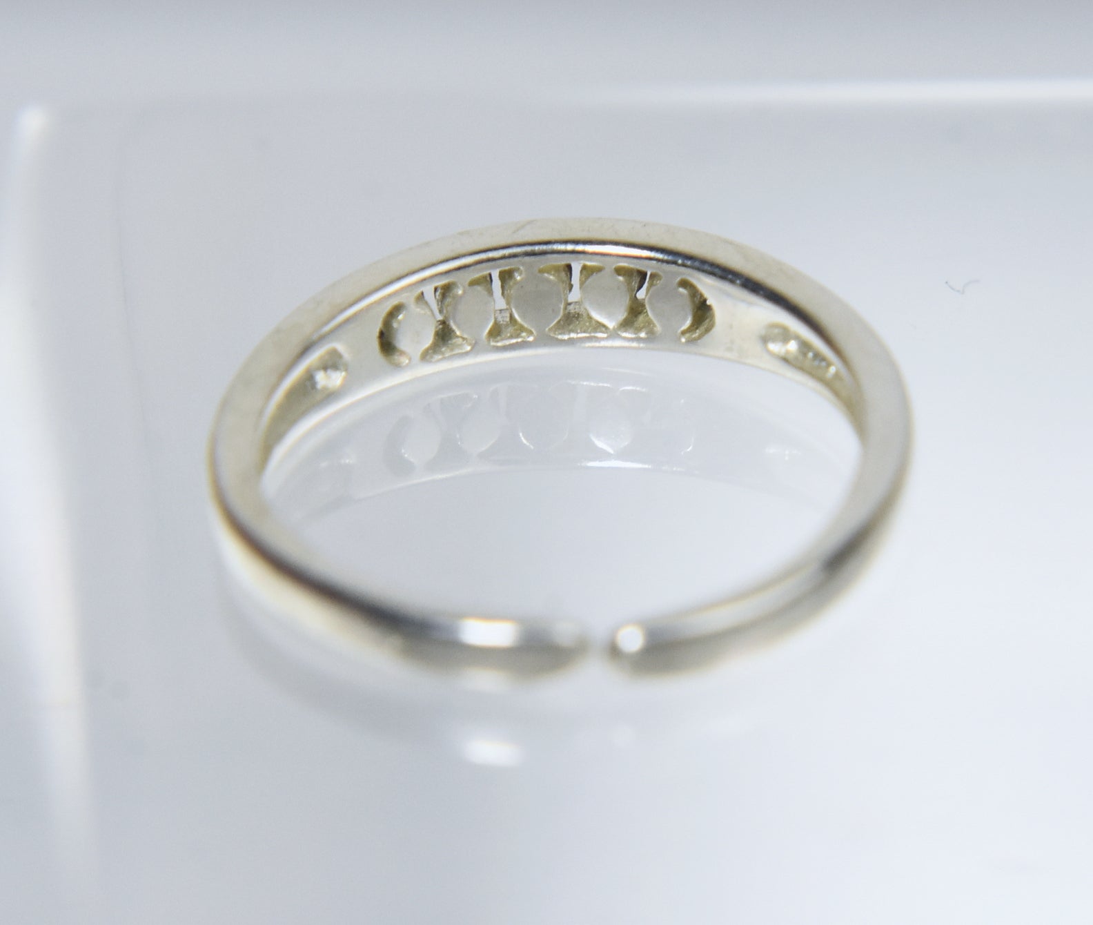 Sterling Silver Channel Set Crystal Expandable Toe Rings - Size 2.5+