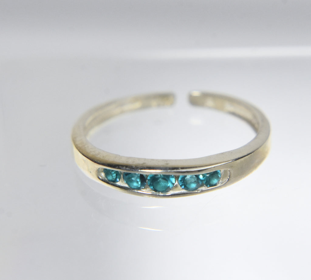 Sterling Silver Channel Set Crystal Expandable Toe Rings - Size 2.5+