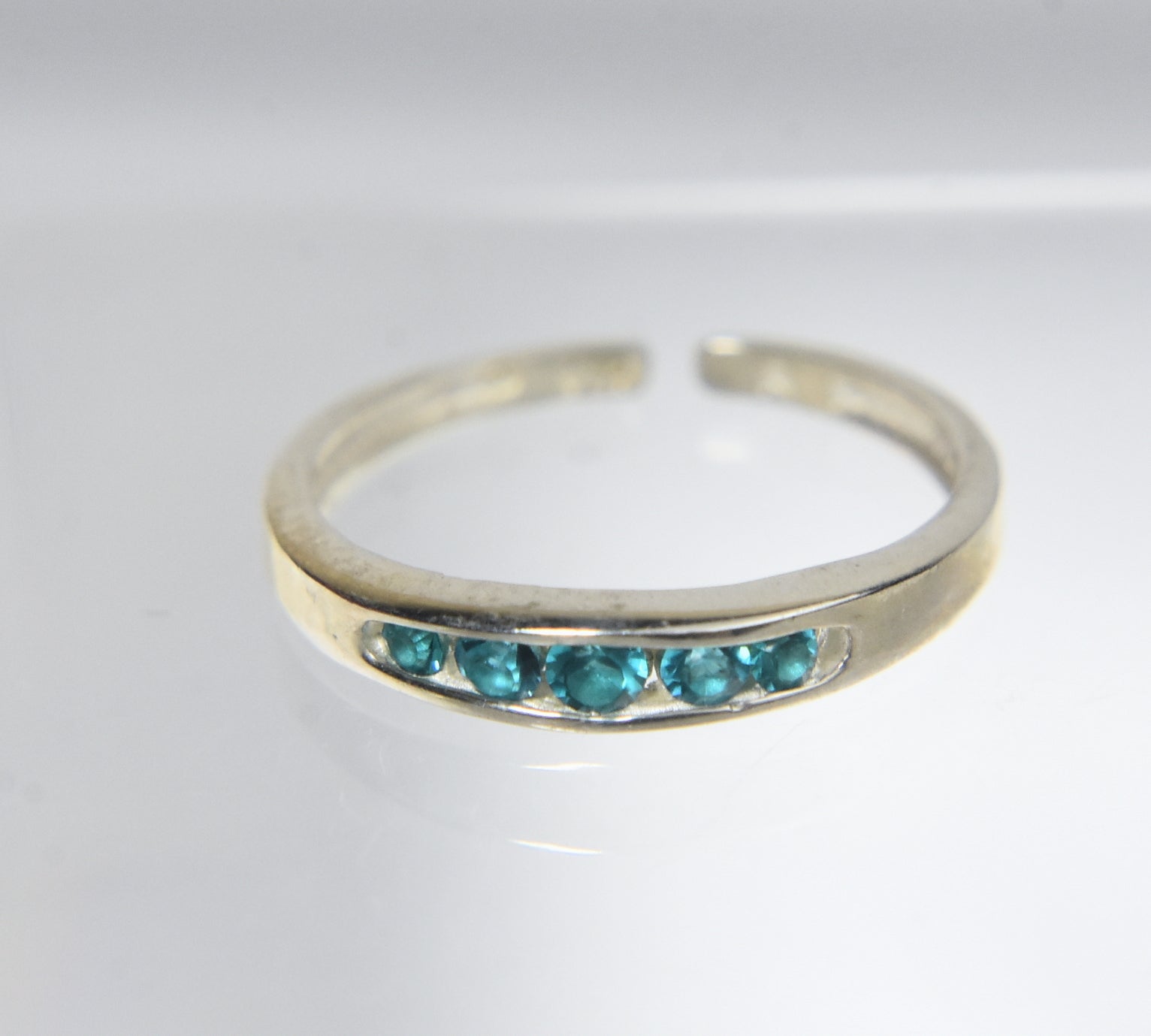 Sterling Silver Channel Set Crystal Expandable Toe Rings - Size 2.5+