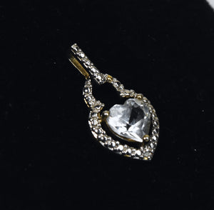 Heart Cut Topaz Sterling Silver Gold Tone Pendant