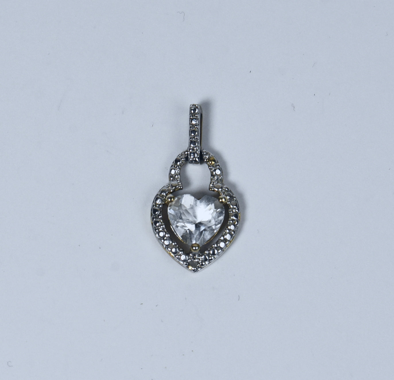 Heart Cut Topaz Sterling Silver Gold Tone Pendant
