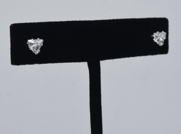 Sterling Silver Triangle Cut Clear Stone Stud Earrings