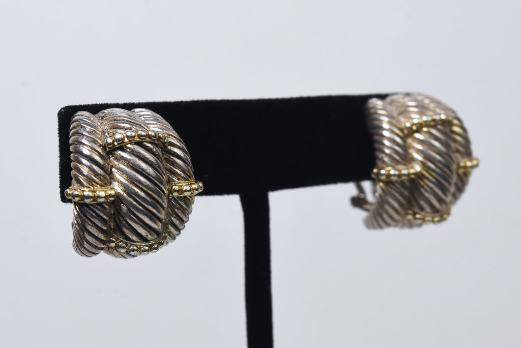 Heavy Triple Braid Sterling Silver Earrings