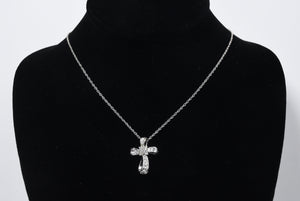 Avon - Twisted Silver Crystal Studded Crucifix on Silver Chain - 16"+