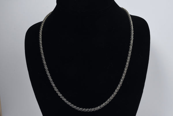 Vintage Sterling Silver Thick Twisted Rope Chain Necklace - 20.75"