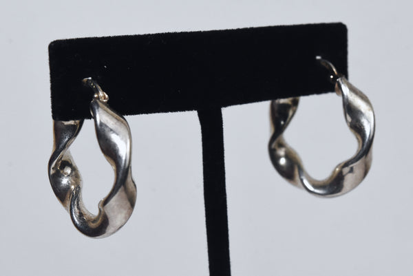 Vintage Italian Sterling Silver Twisted Hoop Earrings