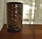 Vintage Handmade Ceramic Brown and Gray Vase