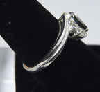 Sterling Silver Ring with Very Dark Blue Sapphire - Size 8