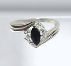 Sterling Silver Ring with Very Dark Blue Sapphire - Size 8