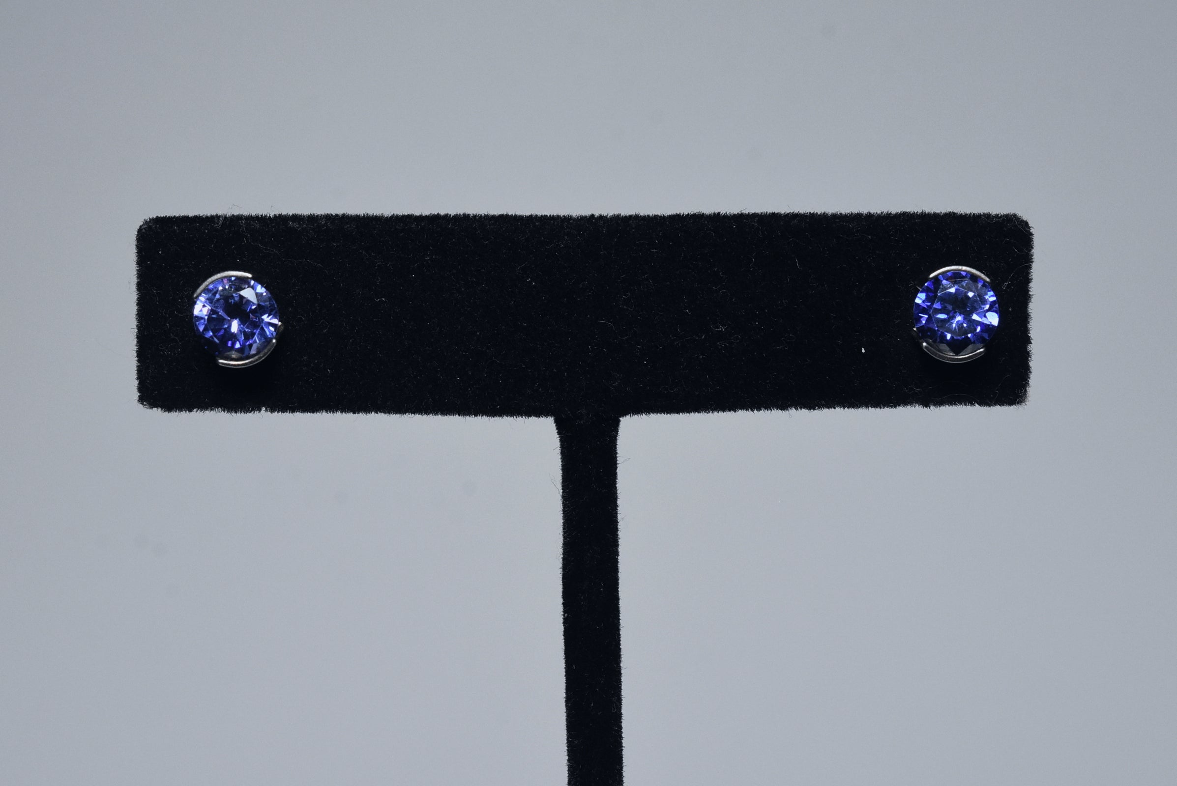 Violetish-Blue Crystal Sterling Silver Stud Earrings