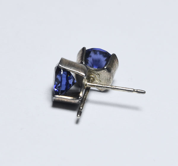 Violetish-Blue Crystal Sterling Silver Stud Earrings