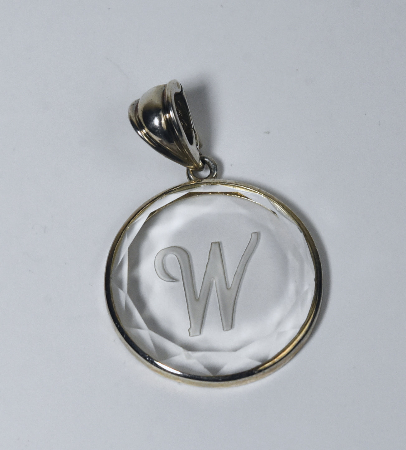 Whitney Kelly - Sterling Silver Engraved "W" Monogram Quartz Crystal Pendant