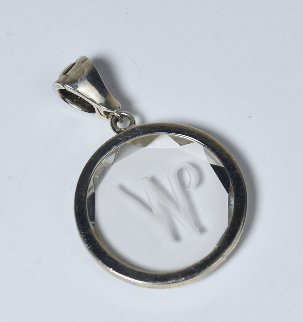 Whitney Kelly - Sterling Silver Engraved "W" Monogram Quartz Crystal Pendant