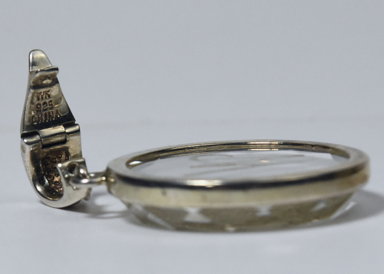 Whitney Kelly - Sterling Silver Engraved "W" Monogram Quartz Crystal Pendant