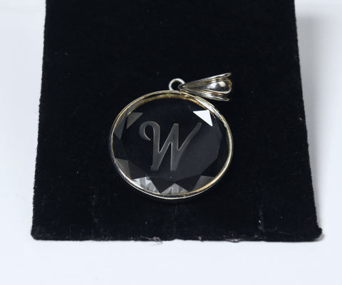 Whitney Kelly - Sterling Silver Engraved "W" Monogram Quartz Crystal Pendant