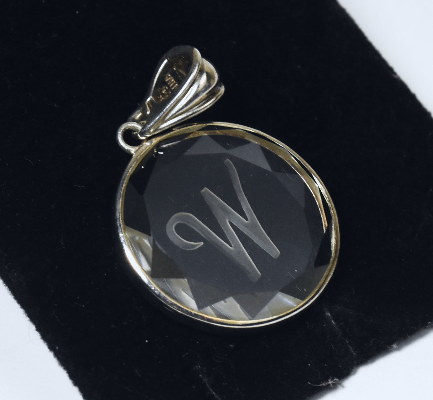 Whitney Kelly - Sterling Silver Engraved "W" Monogram Quartz Crystal Pendant