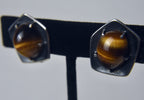 Sterling Silver Tiger's Eye Clip On Earrings
