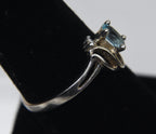 Weekenders - Sterling Silver Light Blue Stone and Diamond Ring - Size 8