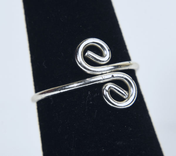 Vintage Sterling Silver Split Shank Wire Spiral Ring - Adjustable
