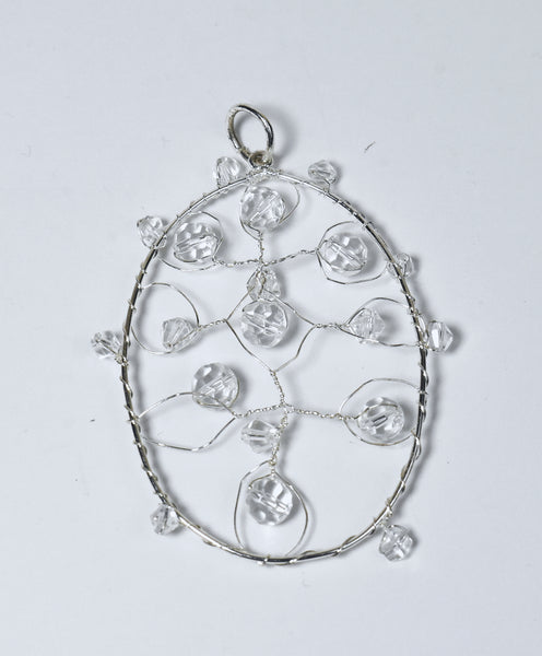 Silver Wire Wrapped Clear Bead Pendant