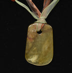 Yellow Jade, Citrine, Carnelian, Red Coral Pendant Ribbon Necklace