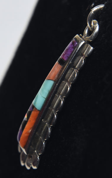 Zuni Sterling Silver Sugilite, Opal, Turquoise and More Inlaid Pendant