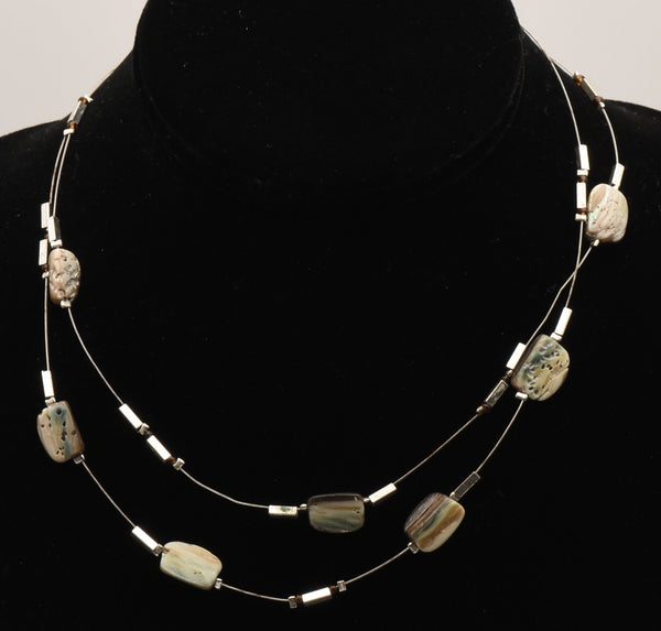 Double Cable Abalone Shell Bead Necklace