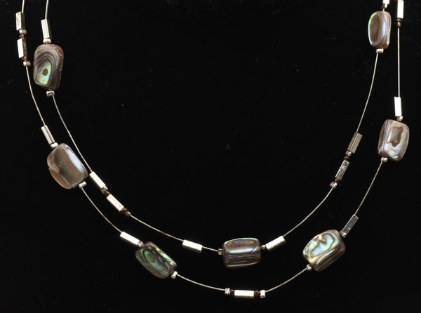 Double Cable Abalone Shell Bead Necklace