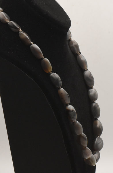 Gray Agate Beaded Necklace - 22.5"