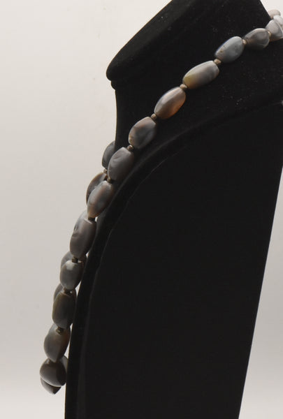 Gray Agate Beaded Necklace - 22.5"