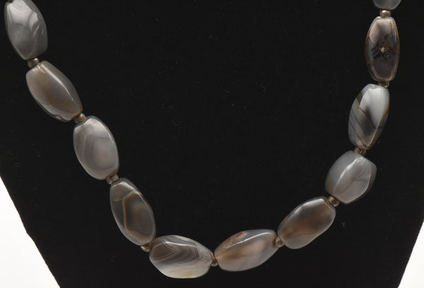 Gray Agate Beaded Necklace - 22.5"