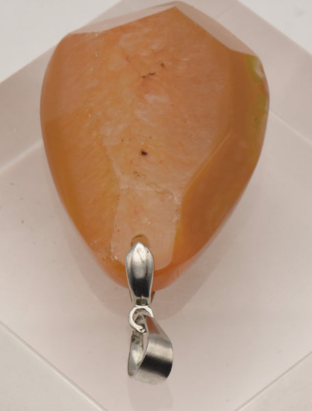 Dyed Orange Agate Chunk Polished Faceted Pendant