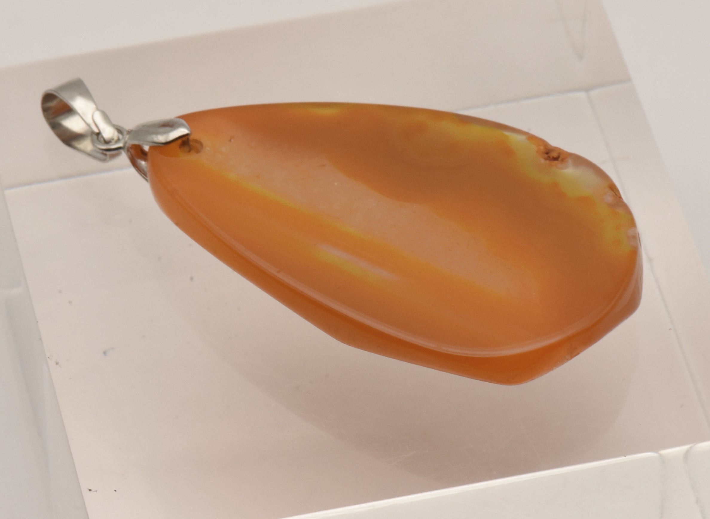 Dyed Orange Agate Chunk Polished Faceted Pendant