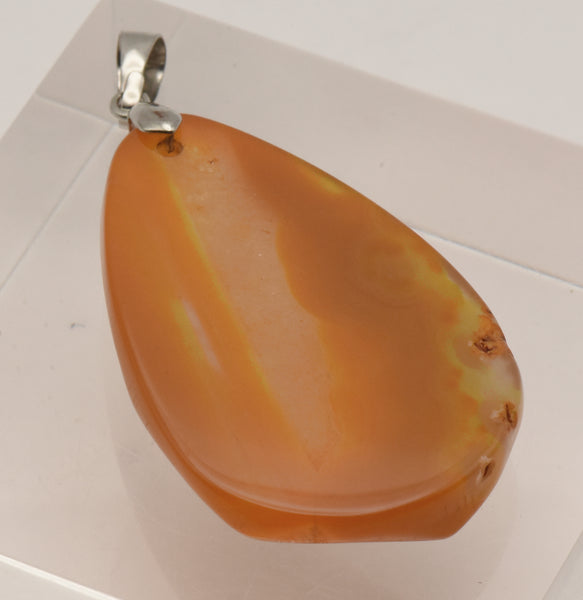 Dyed Orange Agate Chunk Polished Faceted Pendant